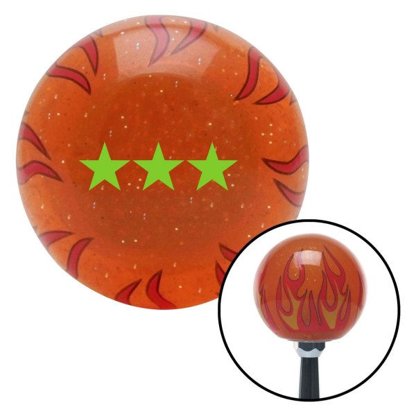 American Shifter® - Old Skool Series Translucent Orange with Flames and Metal Flakes Custom Shift Knob (M16 x 1.5 Insert)