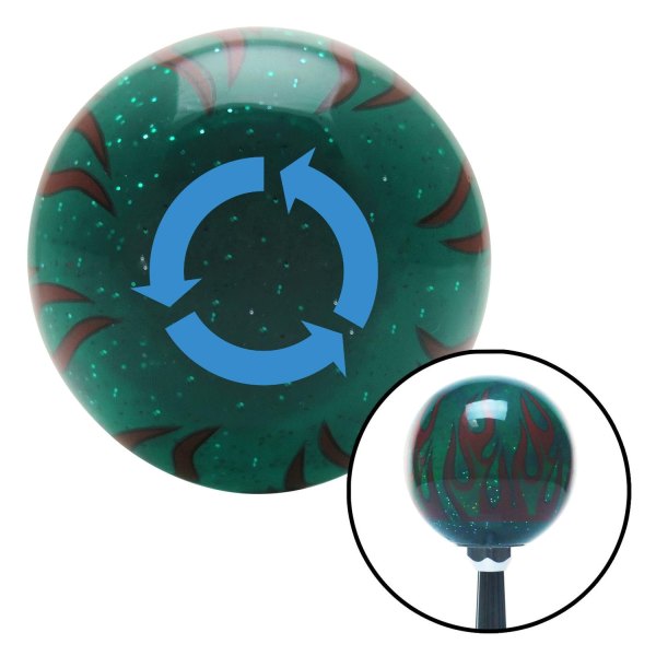 American Shifter® - Old Skool Series Translucent Green with Flames and Metal Flakes Custom Shift Knob (M16 x 1.5 Insert)