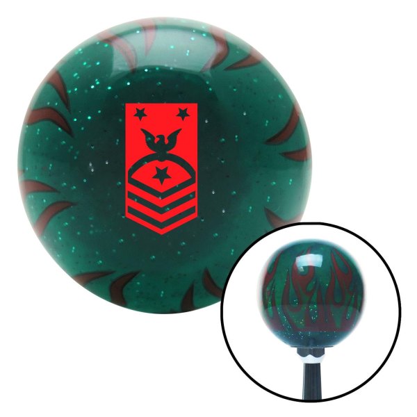 American Shifter® - Old Skool Series Translucent Green with Flames and Metal Flakes Custom Shift Knob (M16 x 1.5 Insert)