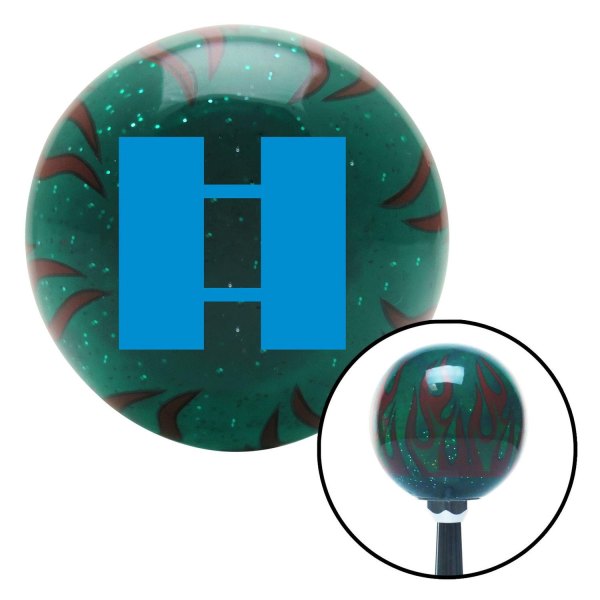 American Shifter® - Old Skool Series Translucent Green with Flames and Metal Flakes Custom Shift Knob (M16 x 1.5 Insert)