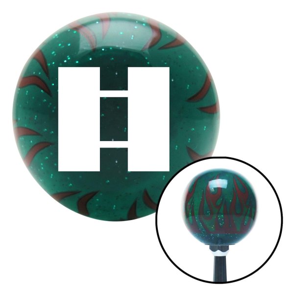 American Shifter® - Old Skool Series Translucent Green with Flames and Metal Flakes Custom Shift Knob (M16 x 1.5 Insert)