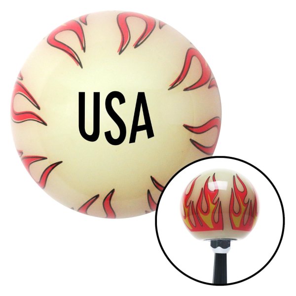 American Shifter® - Old Skool Series Ivory with Flames Custom Shift Knob (M16 x 1.5 Insert)