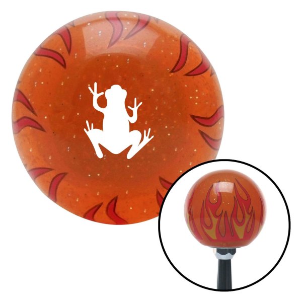 American Shifter® - Old Skool Series Translucent Orange with Flames and Metal Flakes Custom Shift Knob (M16 x 1.5 Insert)