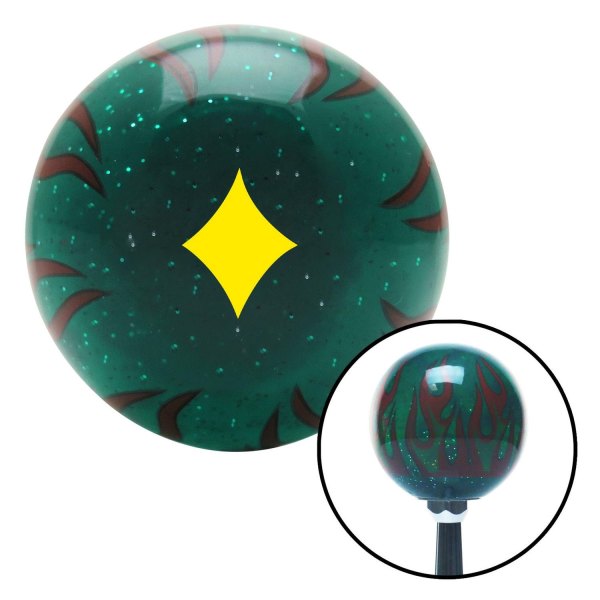 American Shifter® - Old Skool Series "Cards and Games" Translucent Green with Flames and Metal Flakes Custom Shift Knob (M16 x 1.5 Insert)