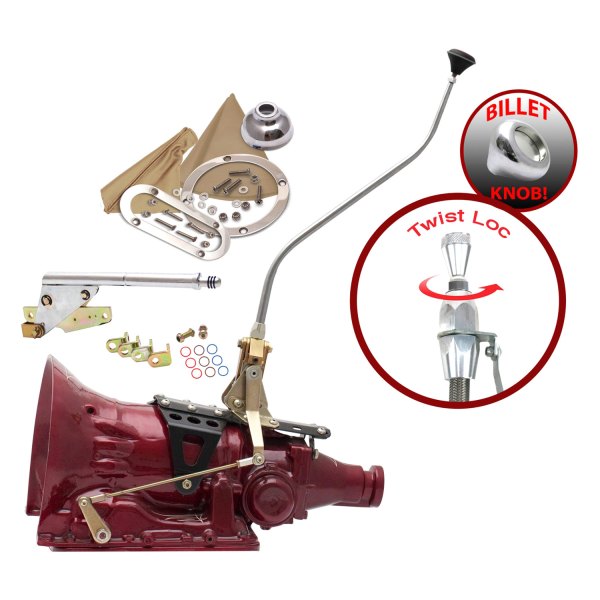 American Shifter® - Push Button Dual Bend Chrome Edition Shifter Kit with Billet Knob