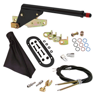 American Shifter® - Naugahyde Floor Mount Emergency Brake Handle, Boot, Ring, Cable and Clevis Kit