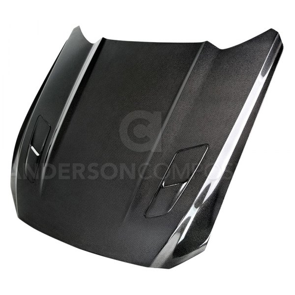Anderson Composites® - Type-OE Style Gloss Carbon Fiber Hood with Vents