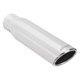 Ansa® - Silverline™ 304 SS Round 20 Degree Rolled Edge Angle Cut Weld-On Exhaust Tip (2.5" Inlet, 3.5" Outlet, 12" Length)