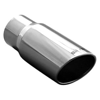 Ansa® - Silverline™ 304 SS Truck Round Rolled Edge Angle Cut Weld-On Exhaust Tip without Bolt (4" Inlet, 5" Outlet, 12" Length)