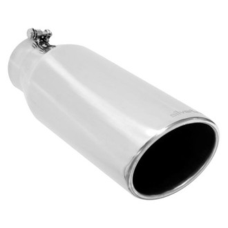 Ansa® - Silverline™ 304 SS Truck Round Rolled Edge Angle Cut Bolt-On Exhaust Tip with Bolt (4" Inlet, 6" Outlet, 18" Length)
