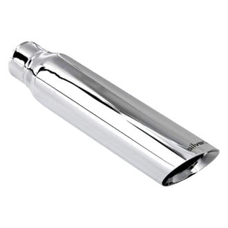 Ansa® - Silverline™ 304 SS Round Angle Cut Weld-On Chrome Exhaust Tip (2.5" Inlet, 3.5" Outlet, 16" Length)