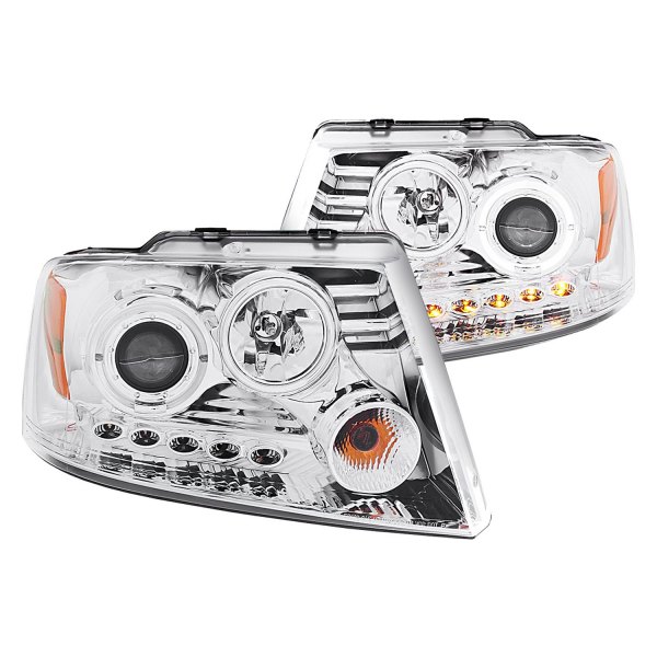 Anzo® - Chrome Halo Projector Headlights with Parking LEDs