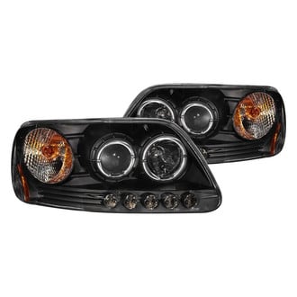 Anzo® - Driver and Passenger Side Black Halo Projector Headlights with Parking LEDs