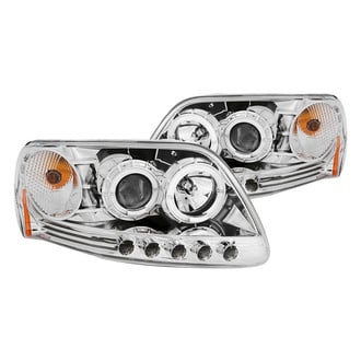 Anzo® - Driver and Passenger Side Chrome Halo Projector Headlights with Parking LEDs