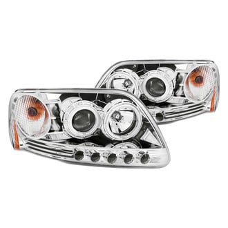 Anzo® - Driver and Passenger Side Chrome Halo Projector Headlights with Parking LEDs