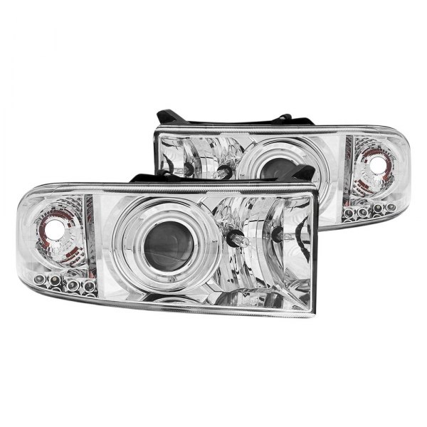 Anzo® - Chrome CCFL Halo Projector Headlights with Parking LEDs, Dodge Ram