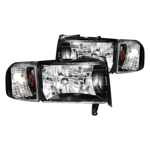 Anzo® - Black Euro Headlights with Corner Lights, Dodge Ram