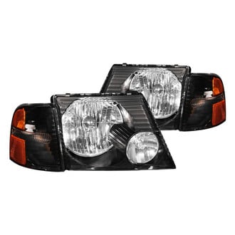 Anzo® - Driver and Passenger Side Black Euro Headlights with Corner Lights