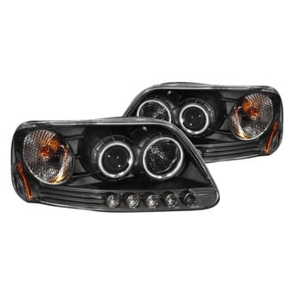 Anzo® - Driver and Passenger Side Black Halo Projector Headlights with Parking LEDs