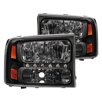 Anzo® - Driver and Passenger Side Black Euro Headlights with Parking LEDs