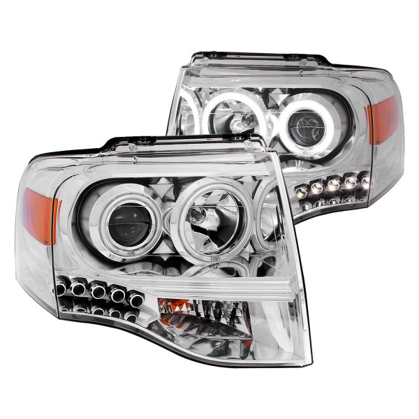 Anzo® - Chrome CCFL Halo Projector Headlights with Parking LEDs, Ford Expedition