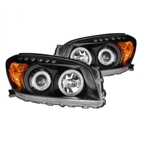 Anzo® - Black CCFL Halo Projector Headlights with Parking LEDs, Toyota RAV4