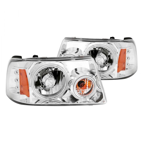 Anzo® - Chrome CCFL Halo Euro Headlights with Parking LEDs, Ford Ranger