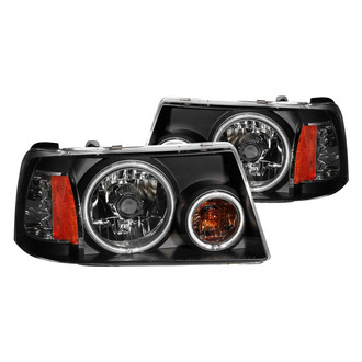 Anzo® - Driver and Passenger Side Black CCFL Halo Euro Headlights with Parking LEDs