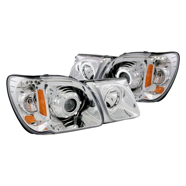 Anzo® - Chrome CCFL Halo Projector Headlights with Parking LEDs, Lexus LX