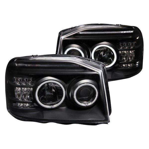 Anzo® - Black CCFL Halo Projector Headlights with LED Turn Signal Lights, Nissan Frontier