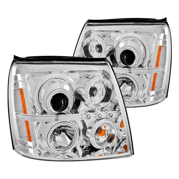 Anzo® - Chrome CCFL Halo Projector Headlights with Parking LEDs, Cadillac Escalade