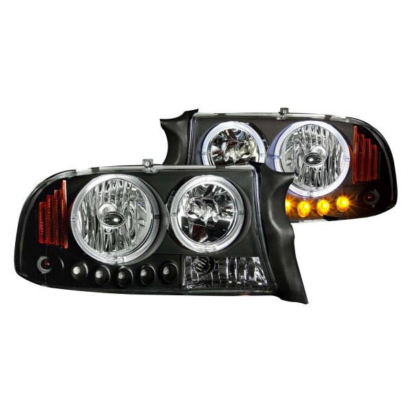 Anzo® - Black Halo Euro Headlights with Parking LEDs