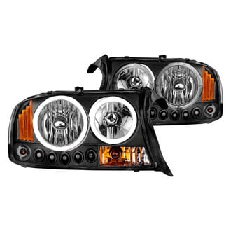 Anzo® - Driver and Passenger Side Black Halo Euro Headlights with Parking LEDs