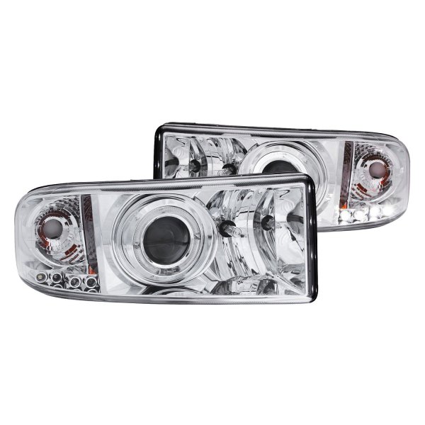 Anzo® - Chrome Halo Projector Headlights with Parking LEDs, Dodge Ram