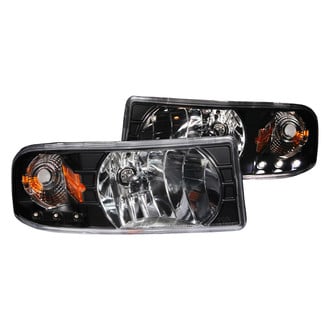 Anzo® - Driver and Passenger Side Black Euro Headlights with Parking LEDs
