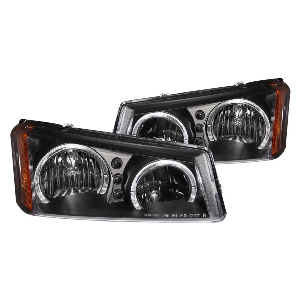 Anzo® - Black Dual Halo Euro Headlights with Parking LEDs