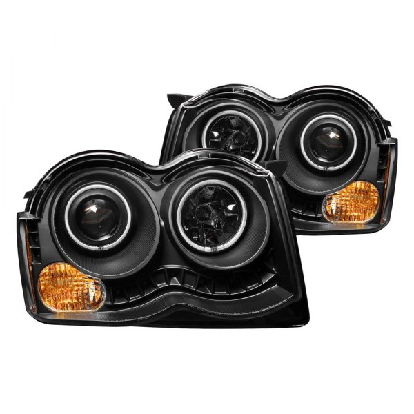 Anzo® - Black CCFL Halo Projector Headlights with Parking LEDs, Jeep Grand Cherokee