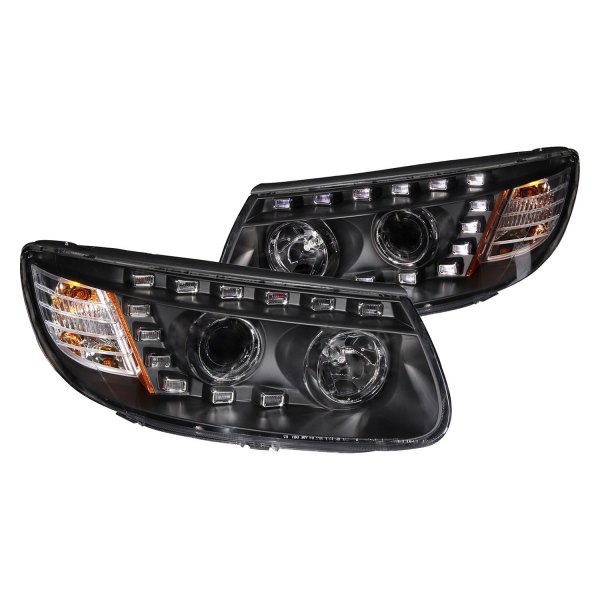 Anzo® - Black Projector Headlights with Parking LEDs, Hyundai Santa Fe