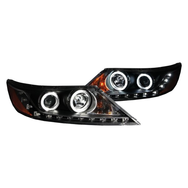Anzo® - Black CCFL Halo Projector Headlights with Parking LEDs, Kia Sorento