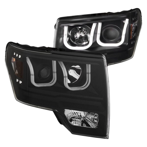 Anzo® - Black LED U-Bar™ Projector Headlights, Ford F-150