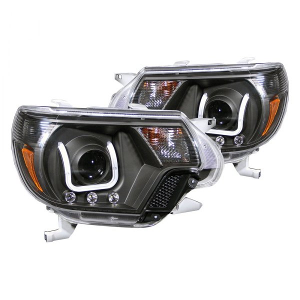Anzo® - Black U-Bar™ Projector Headlights with LED DRL, Toyota Tacoma