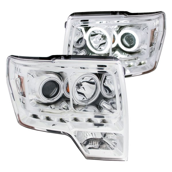 Anzo® - Chrome CCFL Halo Projector Headlights with Parking LEDs, Ford F-150
