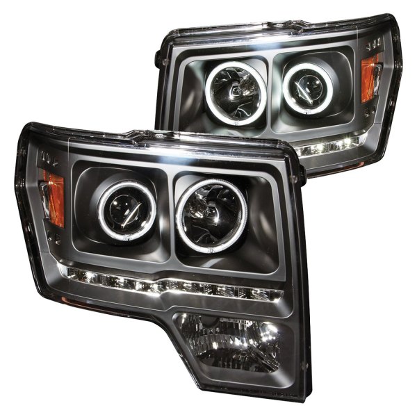 Anzo® - Black CCFL Halo Projector Headlights with Parking LEDs, Ford F-150