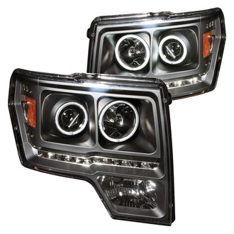 Anzo® - Driver and Passenger Side Black CCFL Halo Projector Headlights with Parking LEDs