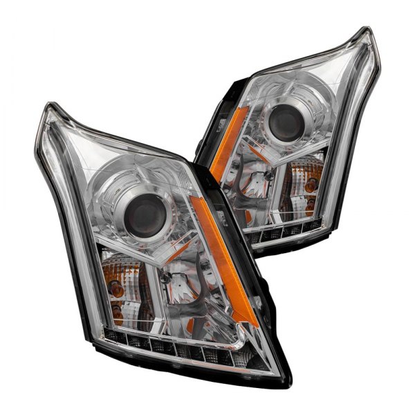 Anzo® - Plank Style Chrome Projector Headlights with Parking LEDs, Cadillac SRX