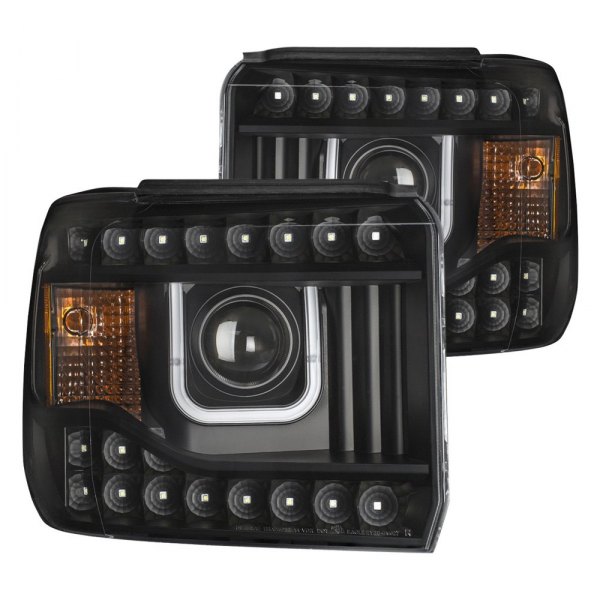 Anzo® - Black U-Bar™ Projector Headlights with LED DRL