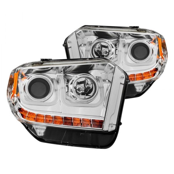 Anzo® - Chrome U-Bar™ Projector Headlights with LED Turn Signal, Toyota Tundra