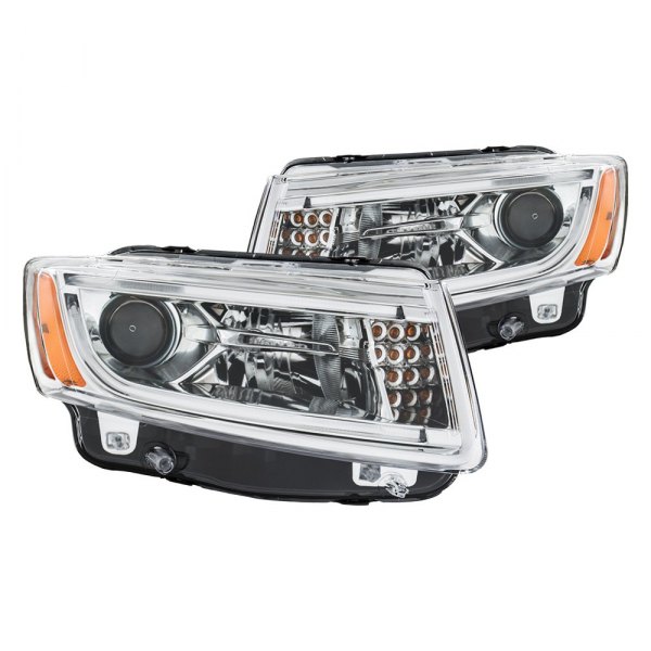 Anzo® - Chrome DRL Bar Projector Headlights with LED Turn Signal, Jeep Grand Cherokee