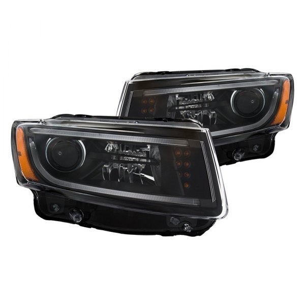 Anzo® - Black DRL Bar Projector Headlights with LED Turn Signal, Jeep Grand Cherokee