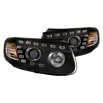 Anzo® - Driver and Passenger Side Black Projector Headlights with Parking LEDs